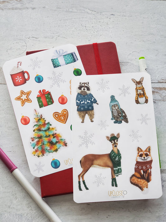 Woodland Christmas Party Sticker Sheet Bundle